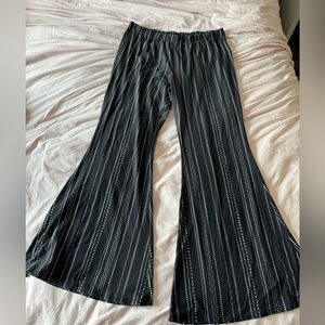 Black and White Striped Flare Pants